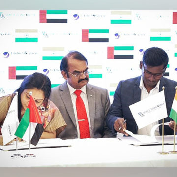 Space Zone India plans 2026 commercial rocket launch with Cube Satellite for Edutech4Space, sealing the deal at DoubleTree By Hilton, Al Jaddaf, Dubai